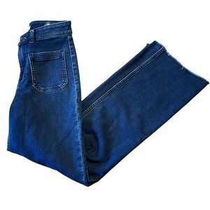 FAHERTY Brand Flare Jeans Dark Wash Distressed Hem Size 25